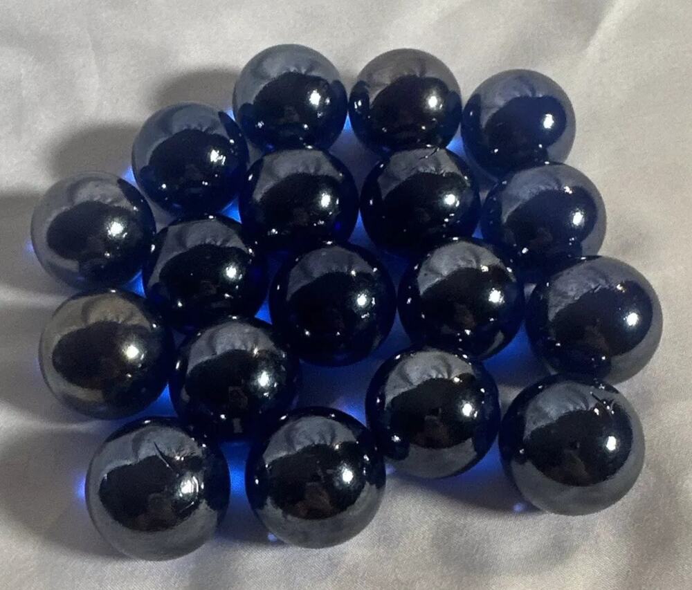 Transparent Glass Beads Marbles Kid Toy Fish Tank Decorate 18 Pieces Blue